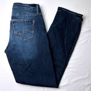 Silver Jeans Co Womens Mid Rise Suki Straight Leg Jeans Dark Wash Size 29/8